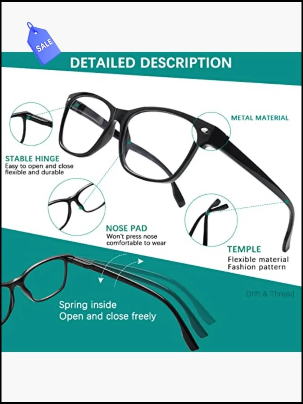 3 Pack Progressive Multifocus Reading Glasses Blue Light Blocking Spring Hinge